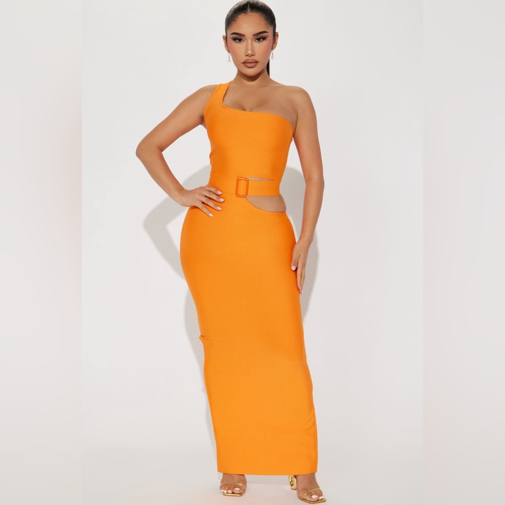 One Shoulder Bandage Maxi dress